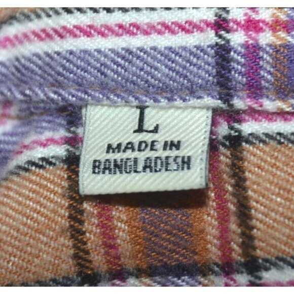Jachs Girlfriend Ladies Plaid Flannel Button Front Shirt Top Size L Pockets Soft - Picture 8 of 10